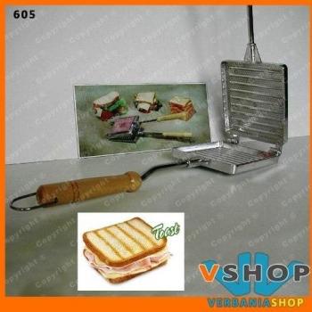 TOSTADORES DE PAN DE MOLDE TOST TOAST STAMP DE ALUMINIO CON MANGO DE MADERA