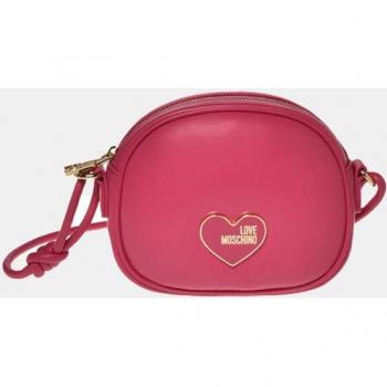 Love Moschino Pink Enamelled Heart Crossbody Bag, Cross Body Bags, female, Pink, Size: ONE SIZE