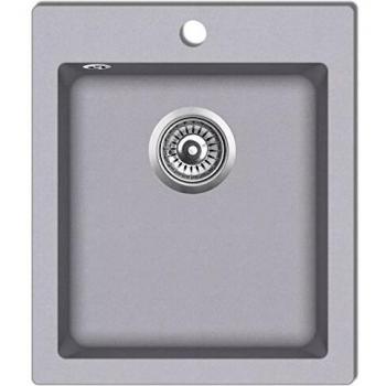 vidaXL Fregadero de Cocina Sobrepuesto de Granito Gris Lavabo para los Platos