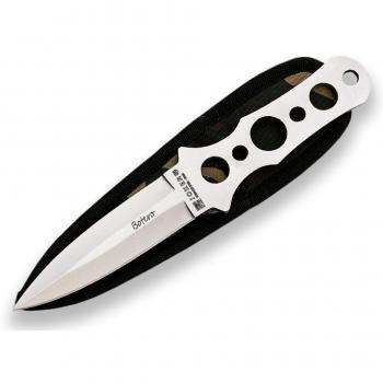 Cuchillo lanzador Joker Botero LL62 con hoja MOVA de 11,5 cm y funda de Nylon, ideal para actividades al aire libre como pesca, caza, camping y senderismo