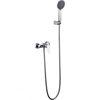 Grifo Monomando de Ducha Imex Bélgica con Alcachofa y Flexo, Grifo Mezclador de Bañera y Ducha con Soporte para Alcachofa, Caudal de 12L/min, Color Crom