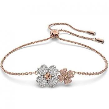 Swarovski Latisha Flower Bracelet, White, Rose Gold, Multicolor, Female, Size: ONE SIZE