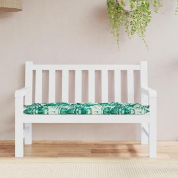 Cojín para banco de jardín 120x50x7 cm en tela Oxford estampado hojas