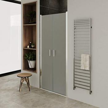 Mampara de Ducha Puerta Doble Abatible 98-101 x 180 cm - Vidrio de Seguridad Satinado ESG 6MM, Perfiles Cromo #NF - Moments Of Glass