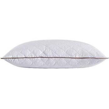 Amazon Brand - Umi Par de Almohadas de Plumas y Plumón con Bordes Marrones Almohada Estándar Suave con Funda Algodón 50x70cm