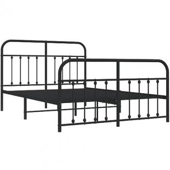 Estructura de cama cabecero y pie de cama metal negro 140x190 cm, armazón de cama, cama de matrimonio, cama doble