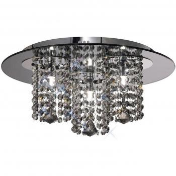 Lámpara de techo Pegasus 3 luces cromo pulido espejo ahumado cristal ahumado