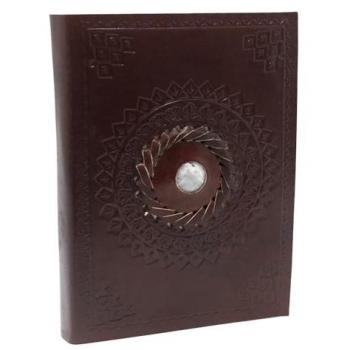 Cuaderno de cuero con piedra lunar (17.8x12.7 cm)