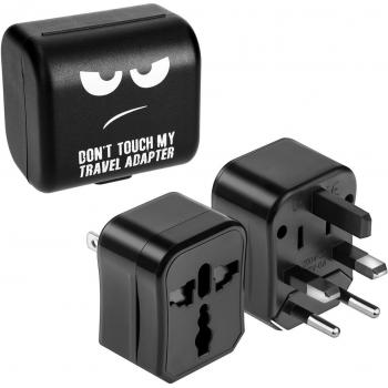 kwmobile Adaptador de Viaje Universal - Adaptador Internacional para USA China, Japón, Canadá, Australia, UK - diseño Don't Touch my Travel Adapter