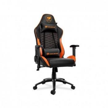 Silla Gaming Cougar Outrider - Naranja, Cuero PVC Premium, Cojines de Cabeza y Lumbar, Espuma de Alta Densidad, Reclinación Continua 180º, Resistencia Ajustable al Inclinamiento
