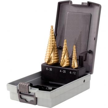 KS Tools 330.2424 Juego de brocas escalonadas HSS TiN en casete de plástico 3 pzs