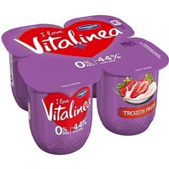 Danone Vitalinea -  Yogur Con Fresas, Desnatado, 4 X 125 g