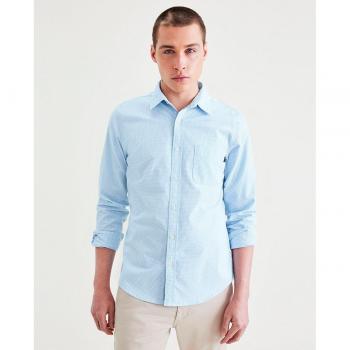 Camisa de hombre slim fit de manga larga Dockers con mini cuadro tipo pata de gallo y bolsillo en el pecho