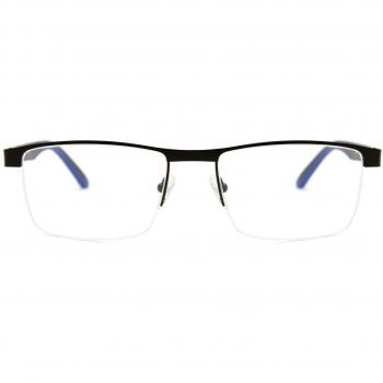 Gafas Recetadas Anti-Azules Rectangulares Semi Sin Armazón Metálicas Negras para Hombre - SmartBuy Collection