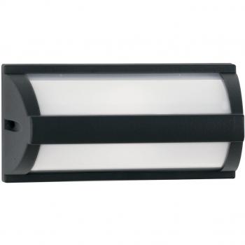 Aplique Boston 1 luz Aluminio con Difusor de Policarbonato en color Antracita, dimensiones 25x12x12,5 cm, clasificación IP54 para uso exterior