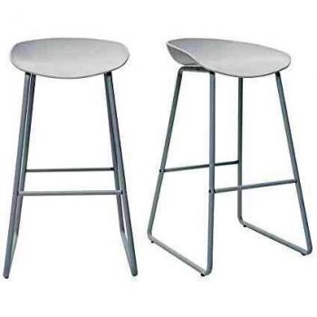 Taburetes de bar modernos blancos con patas de metal (set de 2) PEBBLE