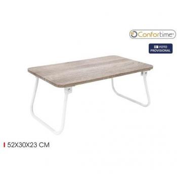 Mesa plegable Confortime blanco/madera 52x30x23 cm