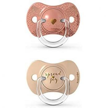 Chupete Suavinex Simétrico SX Pro Silicona +18 meses - 2 piezas Spread Joy Beige