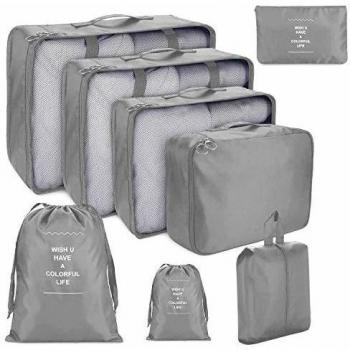 8 PCS Organizadores de Viaje para Maletas, Bolsas de Equipaje Impermeable Cubos Embalaje de Viaje Bolsas de Almacenamiento para Ropa Zapatos, Cosméticos Accesorios