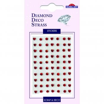 Pegatinas Diamond Deco Strass Corazones Rojos Global Gift