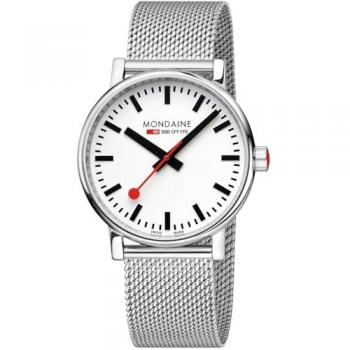 Evo2 Men's Analog Quartz Watch with Polished Stainless Steel Mesh Strap - White