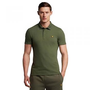 Lyle & Scott Men's Sports Short Sleeve Polo Shirt - Green Tan Cactus - Medium Size