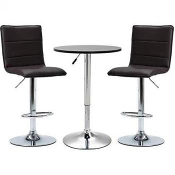 vidaXL Set Mesa Alta y Taburetes de Bar 3 Piezas Cuero Sintético Hogar Jardín Salón Cocina Bricolaje Decoración Diseño Estilo Mobiliario Muebles Negro