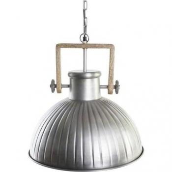DKD Home Decor - Lámpara de Techo Marrón Plateado Hierro Madera de mango 50 W 41 x 41 x 40 cm