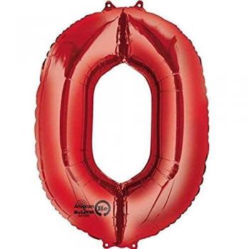 ToyCentre Amscan 22/55 x 35/88 cm Number 0 Super Shape Foil Balloon, Red