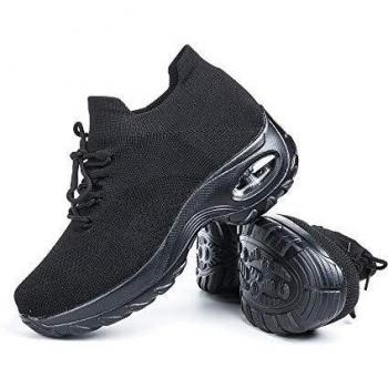 Zapatillas Deportivas de Mujer Zapatos Running Fitness Gym Outdoor Sneaker Casual Mesh Transpirable Comodas Calzado Negro Talla 38