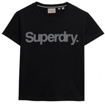 Camiseta ajustada de mujer Superdry Core Logo City negra de manga corta
