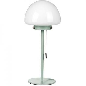 Lámpara de mesa minimalista con base de metal verde y pantalla de vidrio, interruptor de tirón 39 cm Moruga