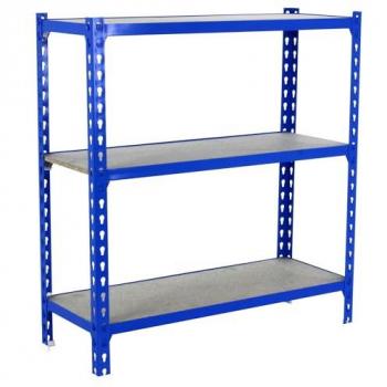 Estantería metálica MADERCLICK 3/500 900 AZUL/MADERA, dimensiones 900x900x500 mm, con 3 estantes de madera, capacidad de carga de 150 kg de punto de flexión,