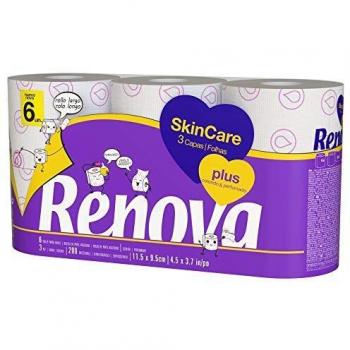 Renova Skin Care Plus Papel Higiénico Decorado Perfumado - 6 Rollos