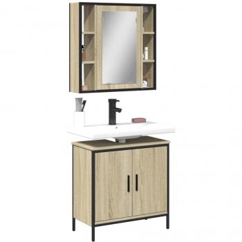 Conjunto de muebles de baño 2 piezas madera contrachapada roble Sonoma Multicapa Marrón