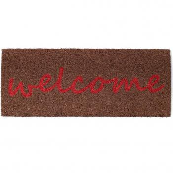 Felpudo de entrada Welcome Fisura Marrón con base antideslizante y diseño pintado a mano