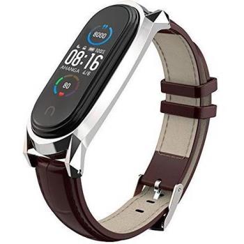 AHANGA Correa para Xiaomi Mi Band 5, Pulseras MiBand 5 Cuero Pulsera Piel Correas de Actividad Reloj Milanés Wristband Recambio Bandas de Dermis Recambios con Cierre Band Strap para Hombres Mujer