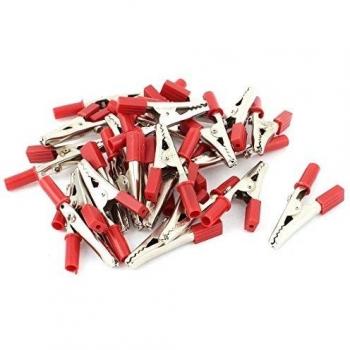 SOURCING MAP 26pcs Eléctrico Medidor Crocodile caimán Clip Abrazadera 55mm Rojo