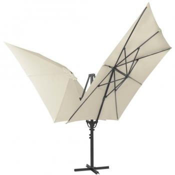 vidaXL Sombrilla Doble 2 Toldos 300x300 cm Crema Parasol Toldo Jardín Terraza
