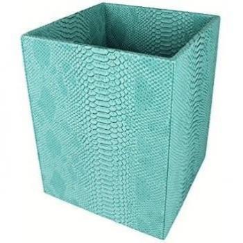 SIGNATURE HOME COLLECTION Ap de 193 – 804 – Papelera, Piel sintética, Turquesa, 22 x 22 x 28 cm
