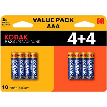 Pilas Alcalinas Kodak Max AAA LR03 Pack 4+4