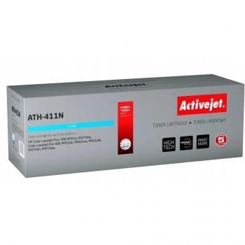 Tóner Activejet ATH-411N Cian, tipo de producto: tóner, características: compatible con impresoras láser, rendimiento aproximado de 2,500 páginas a 5% de cobertura, color cian