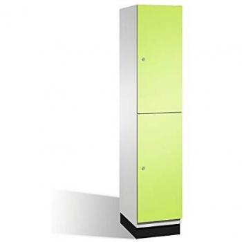 Armario de Compartimentos Certeo con Barra Perchero, 1 Compartimento, Cuerpo Gris Claro y Puerta Verde