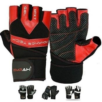 Auténtico Emrah Pro Peso Levantamiento Cuerpo Edificio Guantes de piel vacuna correas de entrenamiento de gimnasio y fitness entrenamiento tgx1, negro
