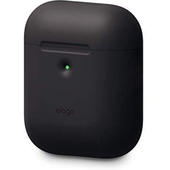 Elago a2 funda de silicona compatible con audifonos apple airpods 2 inalambricos led frontal visible soporta carga inalambrica proteccion adicional sin mosqueton negro