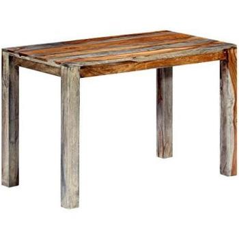 vidaXL Sheesham Mesa Comedor Vintage Madera Maciza Diseño Moderno Rústico Salón Cocina Exterior Interior Forma Rectangular Palisandro Gris Marrón