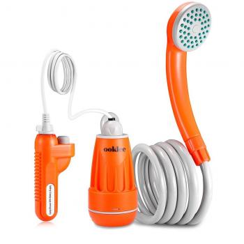 ooklee portátil al aire libre ducha de camping con batería integrado en el Bomba de agua y sistema de filtrado de agua para Camping, Trekking, senderismo, viajes, playa, piscina, perro, floración.