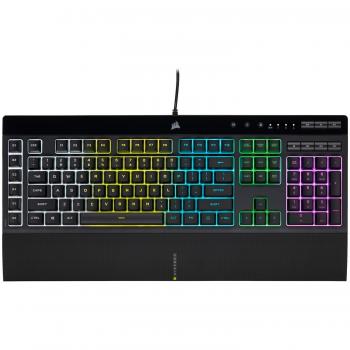 Teclado Gaming Corsair K55 RGB Pro Retroiluminado Resistente a Derrames con Descansa Muñecas y Iluminación LED RGB