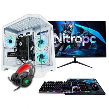 PC Gaming NitroPC Pack Silver Blanco - AMD Ryzen 5 5500, RTX 3050 6GB, 16GB DDR4, 1TB M.2 NVMe, Windows 11, Monitor de 24 FHD