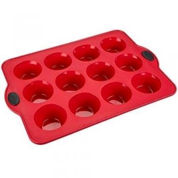 Levivo - Molde de silicona para 12 magdalenas, 36 x 25 cm, rojo